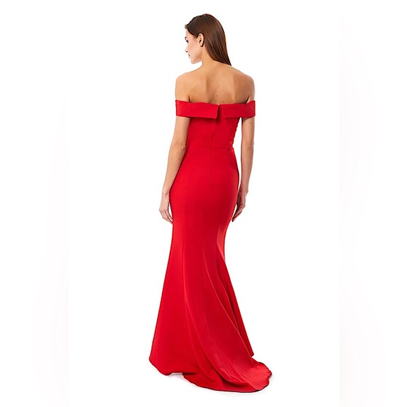 Red ballgown dress - floor-length/off-the-shoulder - Picture 2 of 10